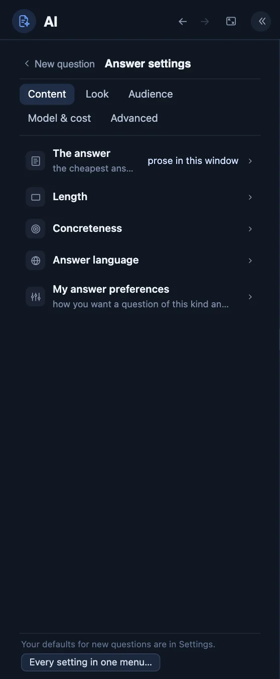 Every setting of the answer