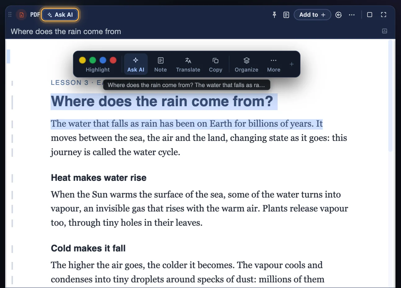 Ask the AI about what you read