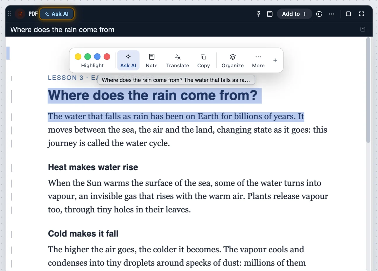 Ask the AI about what you read