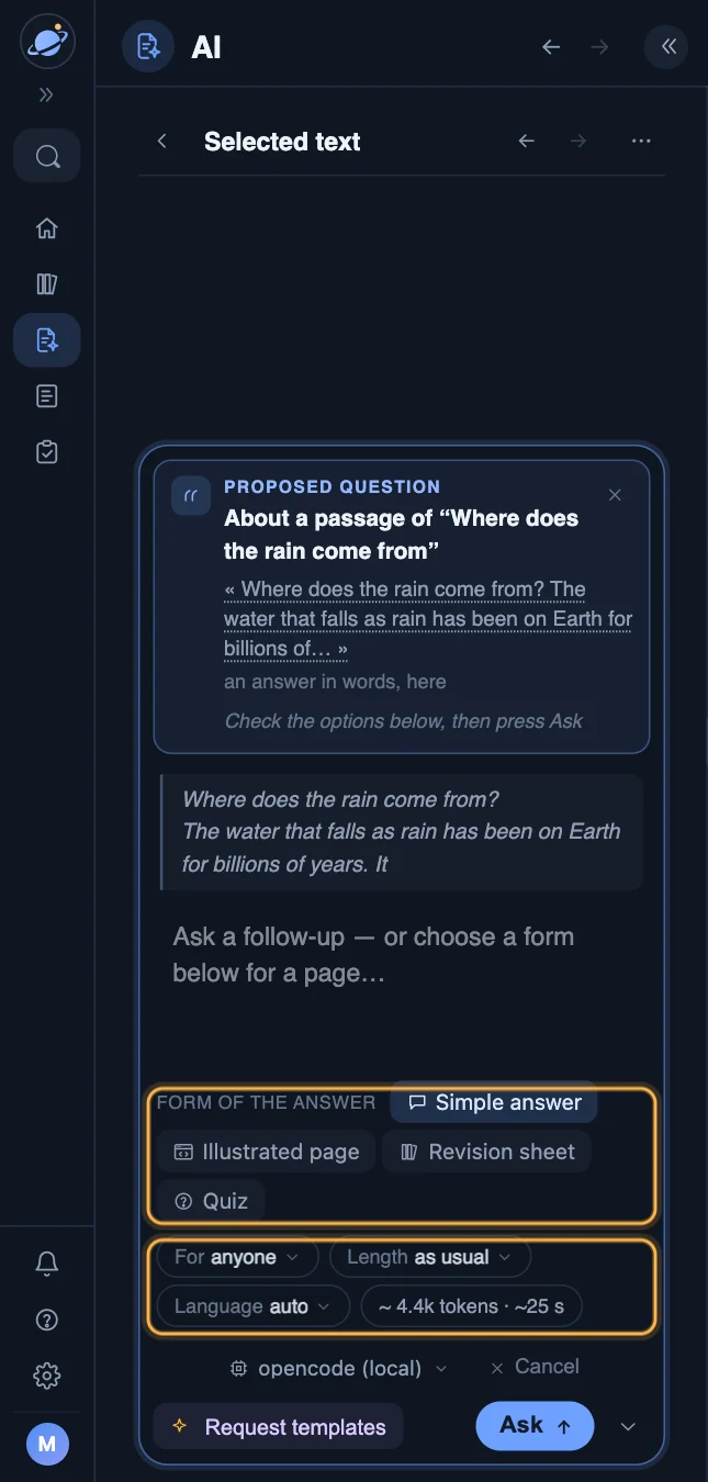 Choose how the AI answers