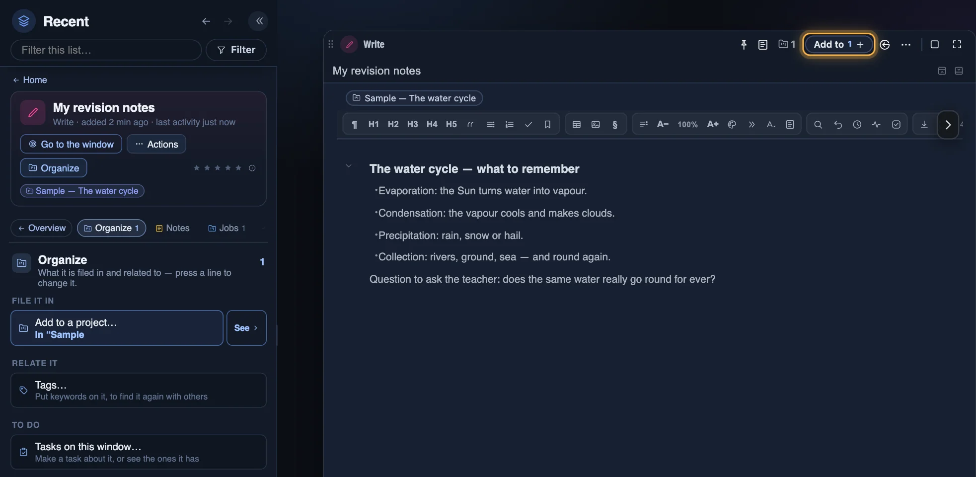 Add to, in every window