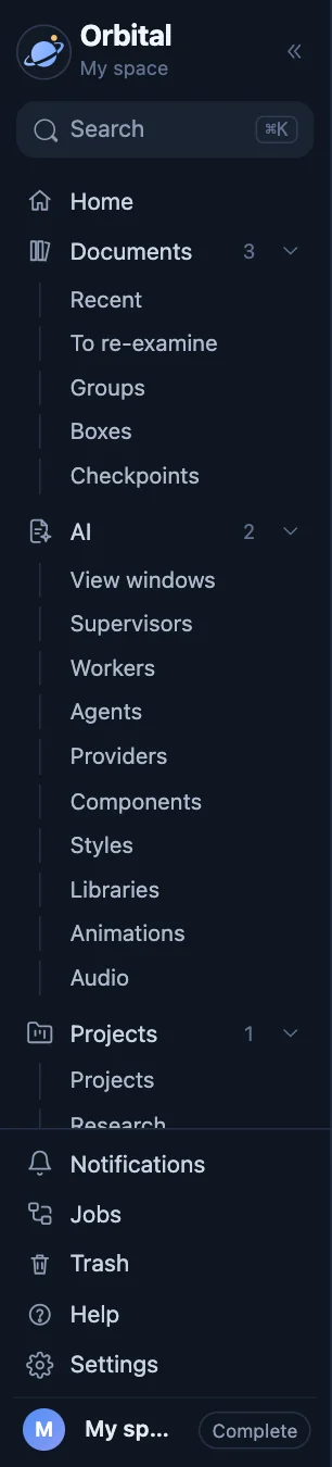 The sidebar