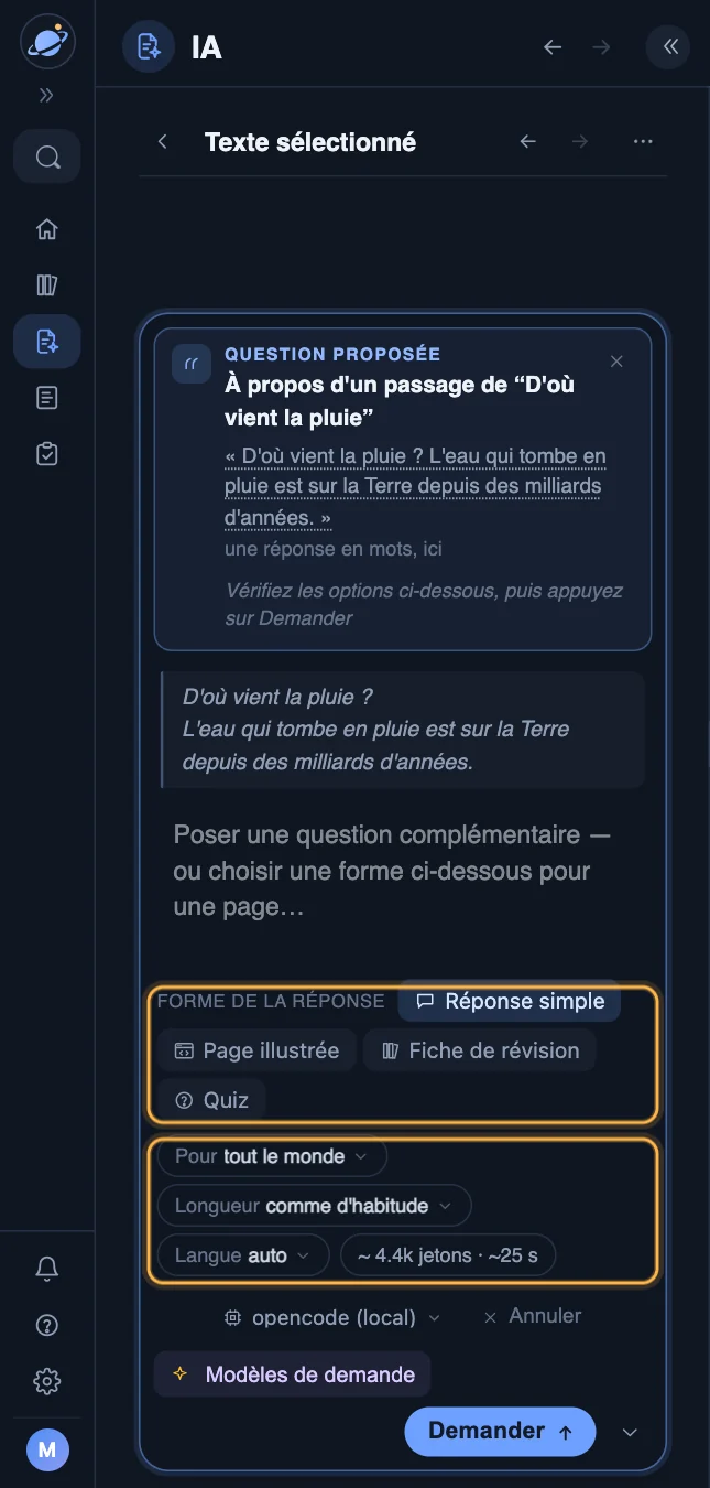 Choisir comment l'IA répond