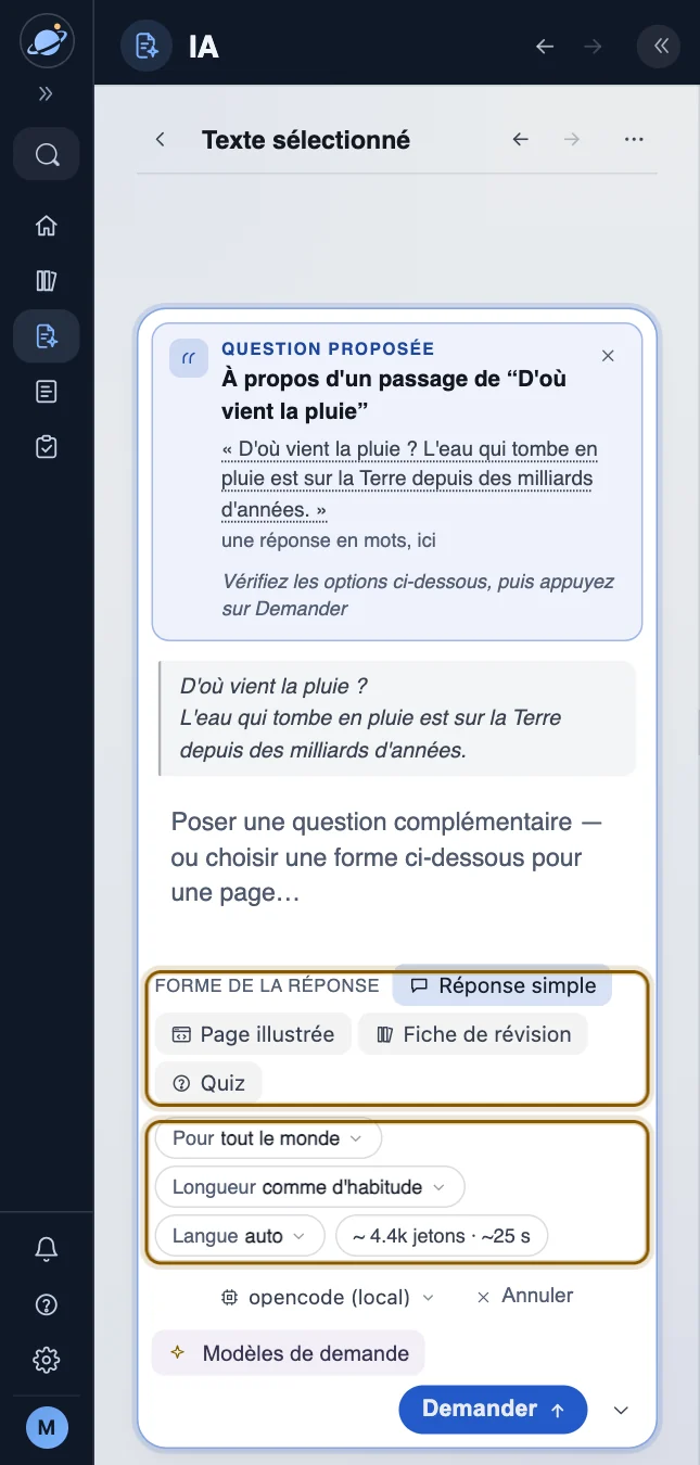 Choisir comment l'IA répond