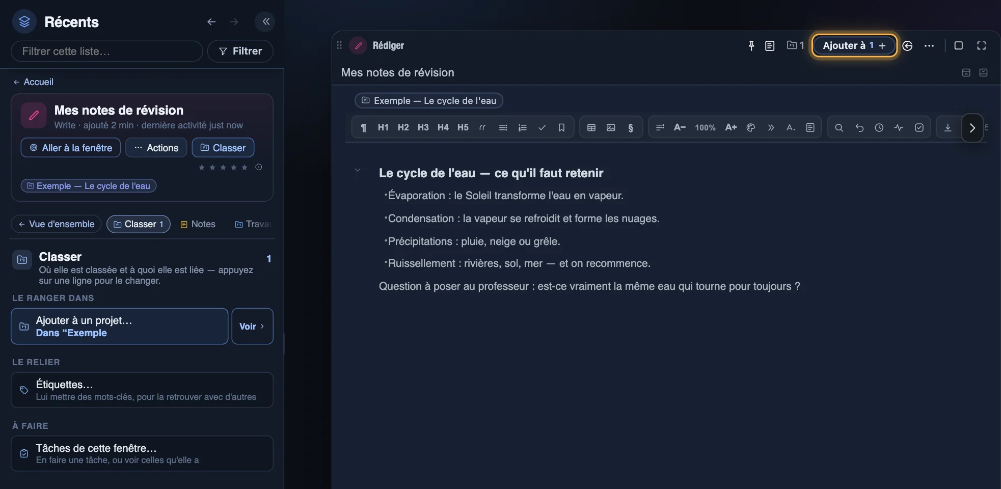 Ajouter à, dans chaque fenêtre