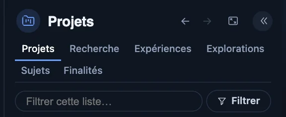 La liste et ses filtres
