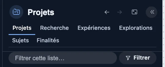 La liste et ses filtres
