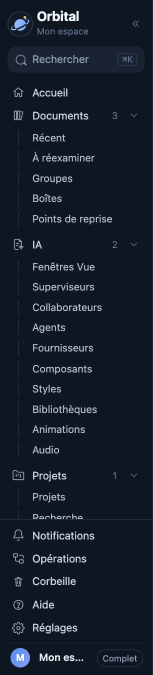 La barre latérale