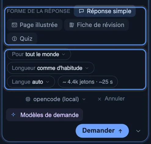 La carte de la question&nbsp;: la forme de la réponse, pour qui, sa longueur et sa langue, le modèle d’IA et le coût