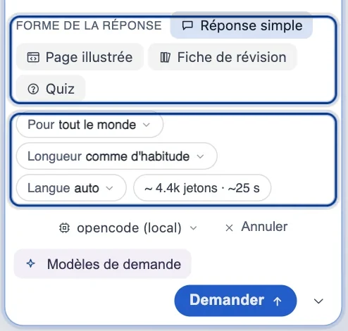 La carte de la question&nbsp;: la forme de la réponse, pour qui, sa longueur et sa langue, le modèle d’IA et le coût